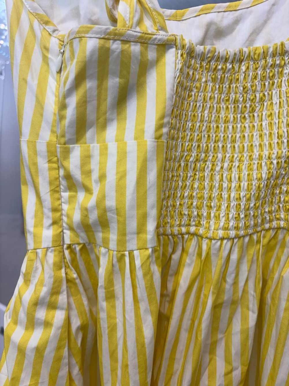 Maeve Sleeveless Cotton Square-Neck Romper Yellow Stripe Adjustable Straps - Picture 7 of 8